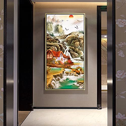Art de diamant paysage d'encre grand format pour salon zen