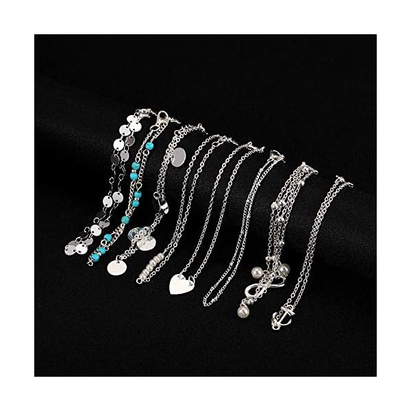 Softones 16Pcs Ankle Bracelets for Women Girls Gold Silver Two Style Chain Beach Anklet Bracelet Jewelry Anklet Set,Adjustable Size