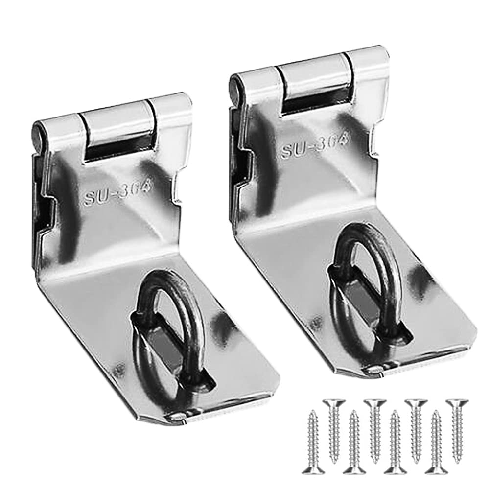 SFJSFIMQ Slide Bolt Door Lock Hasp,Gate, Latch 90 Right Angle Clasp,Heavy Padlock Duty,Stainless Steel Safety Locking for Push/Sliding/Barn Button