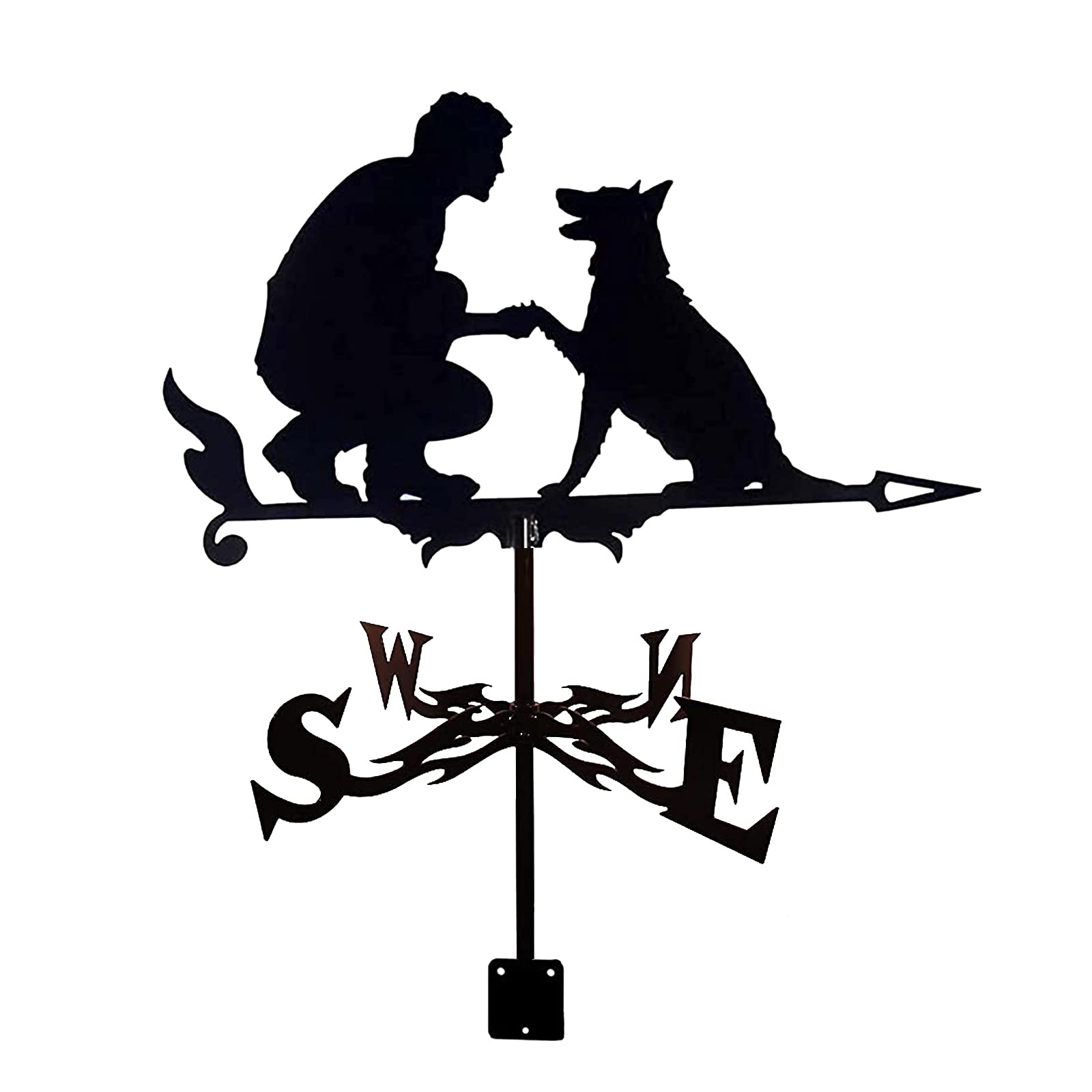 WIQUYBML wind vane Weathervane Metal Wind Vane For Yards with Elephant Girl And Pet Ornament Direction Indicator for Roof Yard Measuring Tool (Man and Do