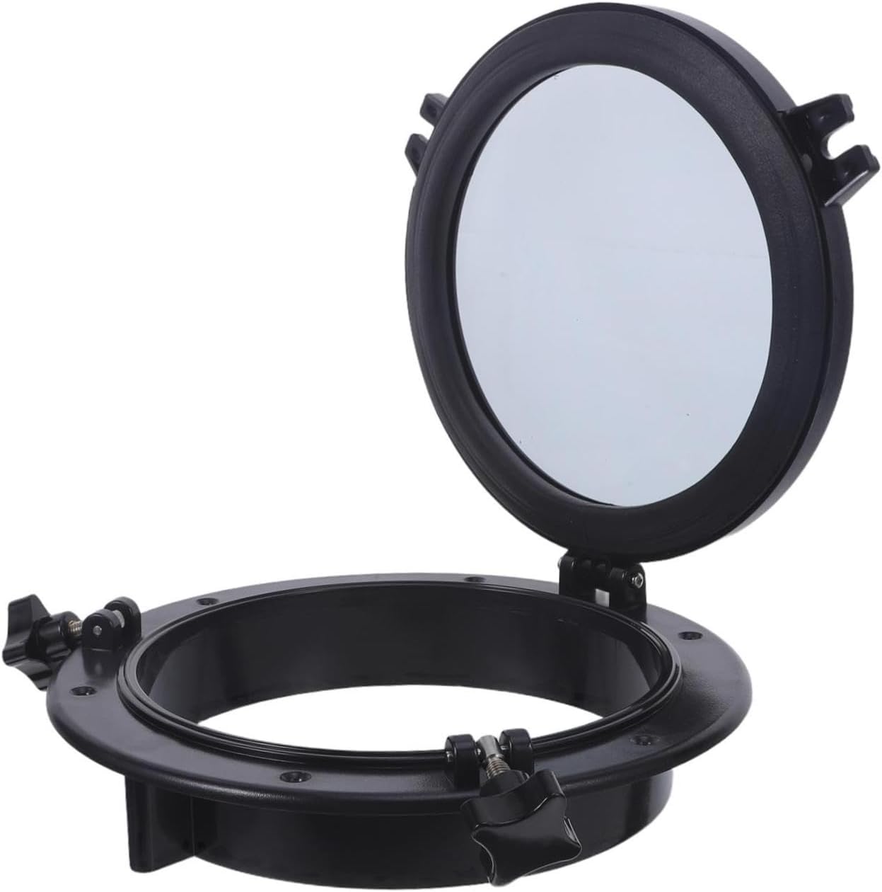 Opening Yacht Portlight Window, 265mm Round Black ABS Glass