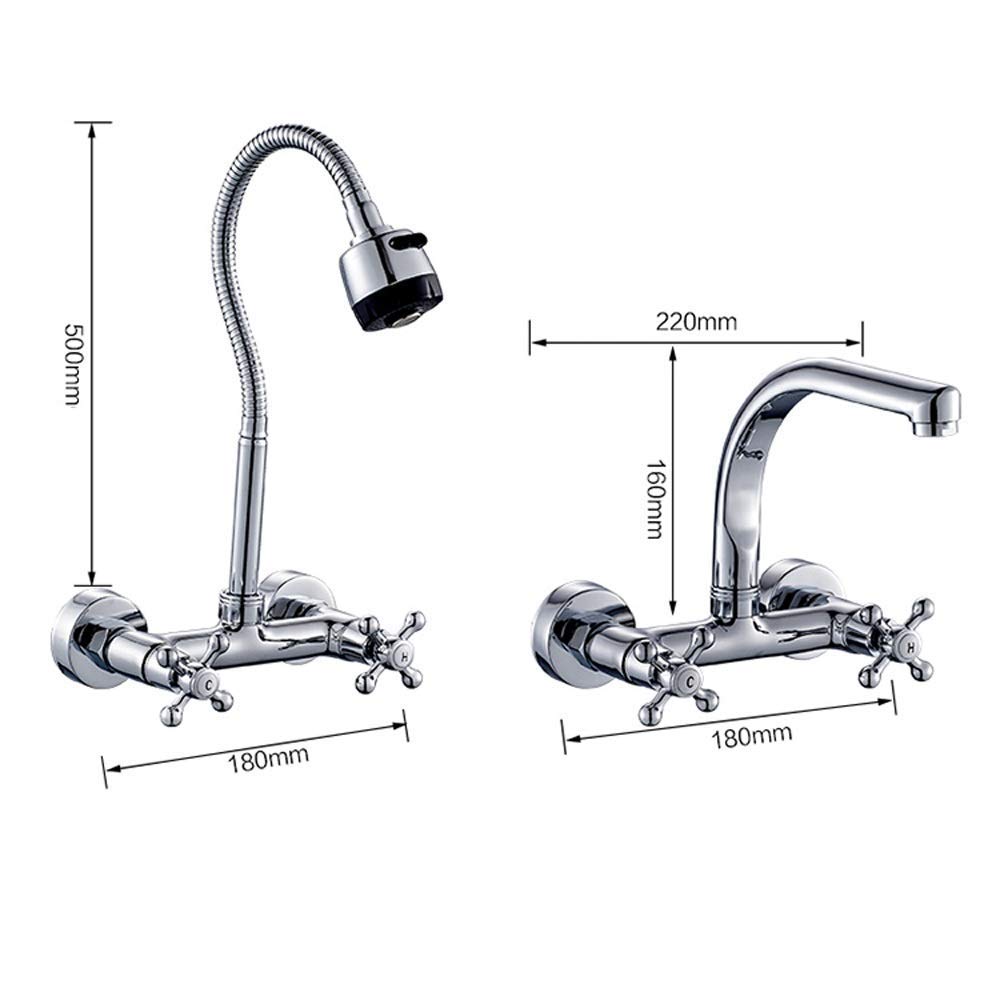 Grifo para Fregadero de Cocina, Lavabo, Todo Bronce, Doble manija, empotrable en la Pared, Tipo Universal, grifos de Calor frío, lavandería, Piscina, fregona, Piscina, balcón, válvula mezcladora,