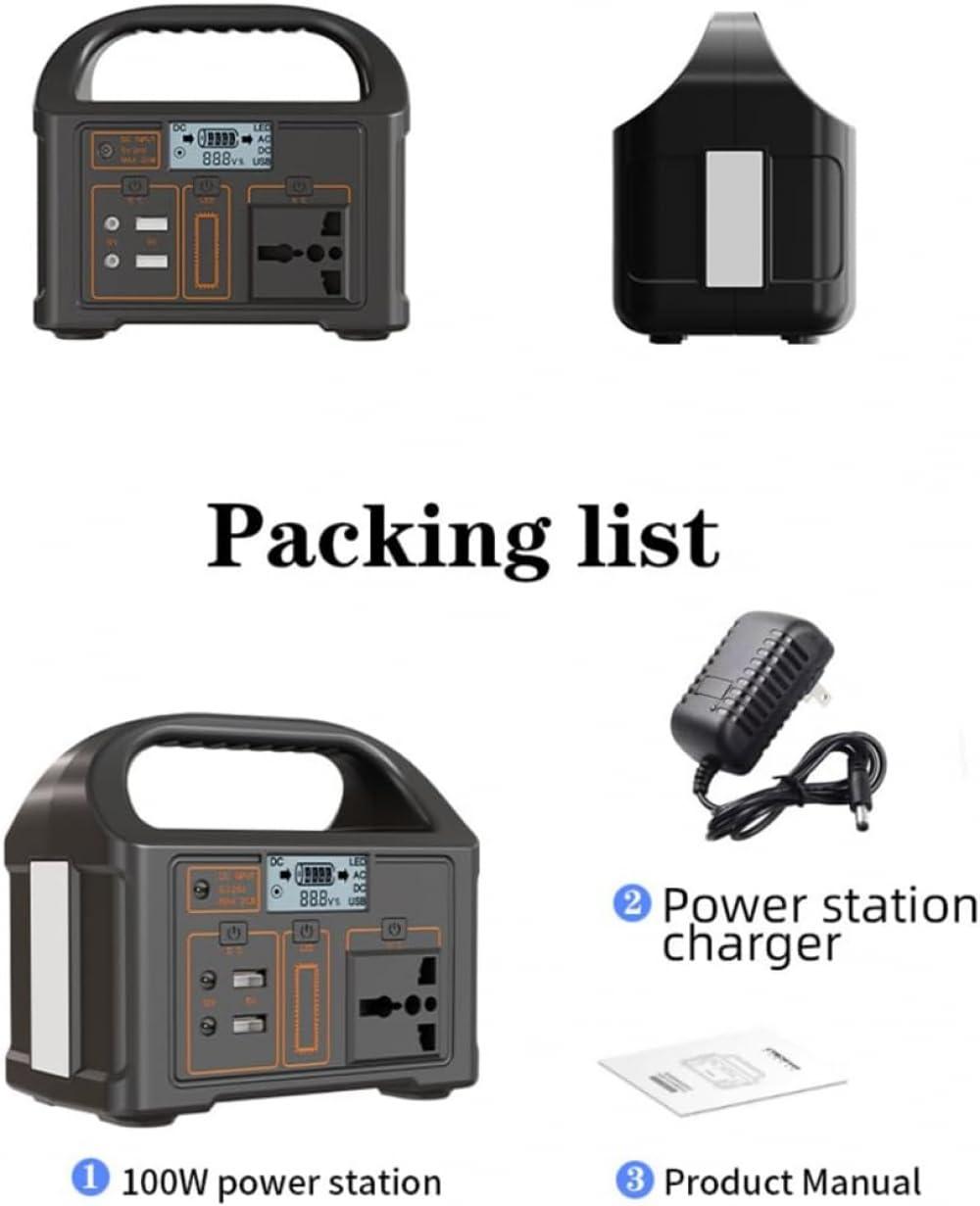 Stazione di alimentazione multifunzione, power bank mobile per campeggio, alimentatore di emergenza di backup da 100 Wh, presa CA a onda sinusoidale pura da 240 V e 100 W per campeggio all'aperto, p