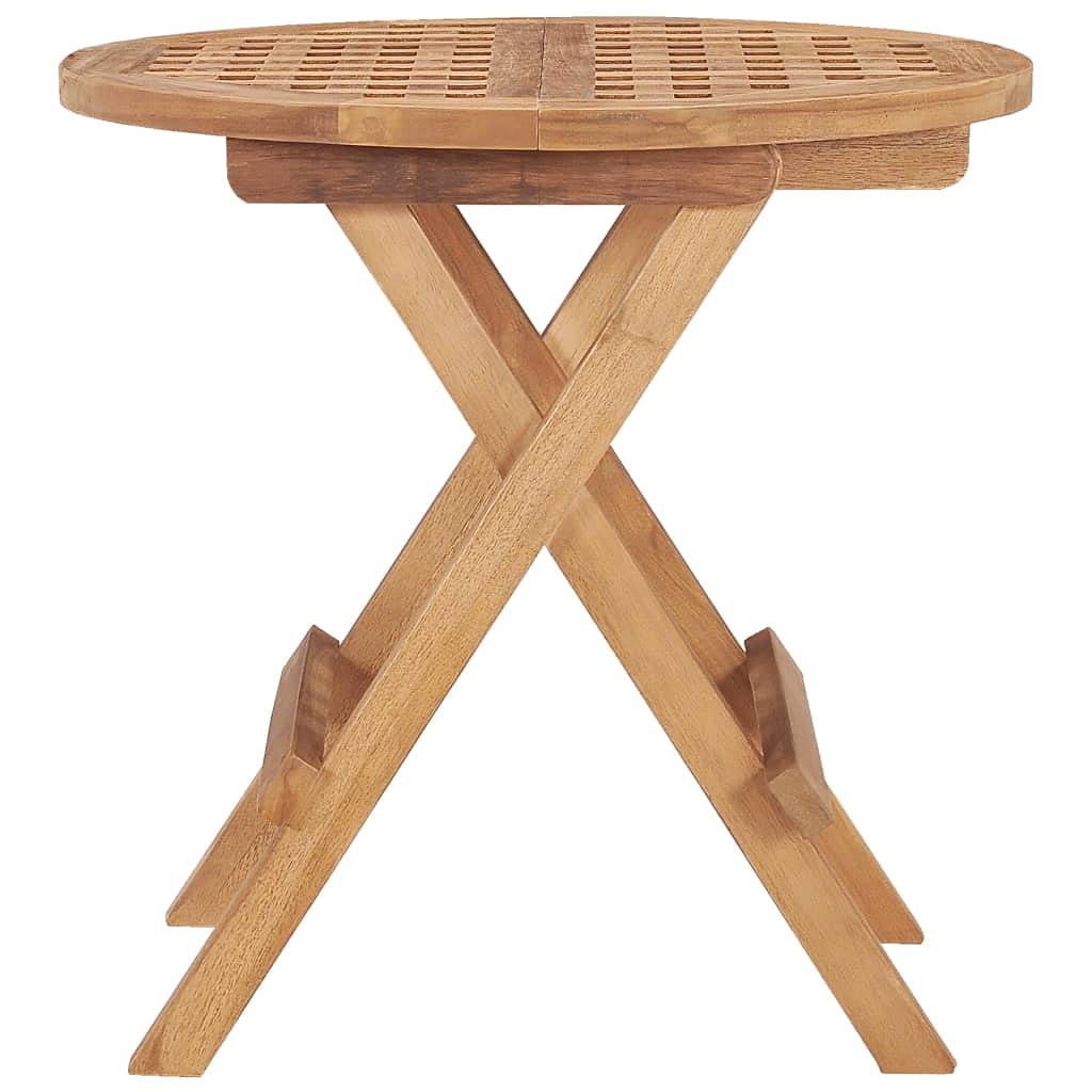 vidaXL Table de jardin pliante en bois de teck massif - Table ronde compacte intérieur/extérieur - Pas de montage nécessaire
