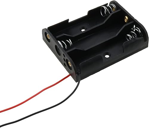 Miniatura 5 de Caja de almacenamiento con 3 pilas AA con cables de 10 pulgadas, soporte de batería AA de 3 ranuras con cables