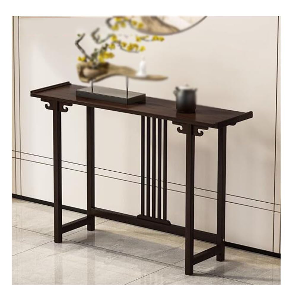 Narrow Entryway Console Tables,Chinese Style Slim Hallway Shelf, Bamboo Sofa High Table, Wood Console Tables, Entryway Storage Table (Color : Brown-A, Size : 100x31x80cm)