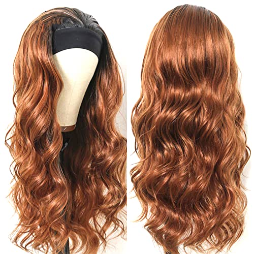 Body Wave Human Hair Headband Wigs for Women, Ombre 2 Tone 1B/30 Machine Made Headband Wigs, 150% Density Enough Full Wig (18 Inch)