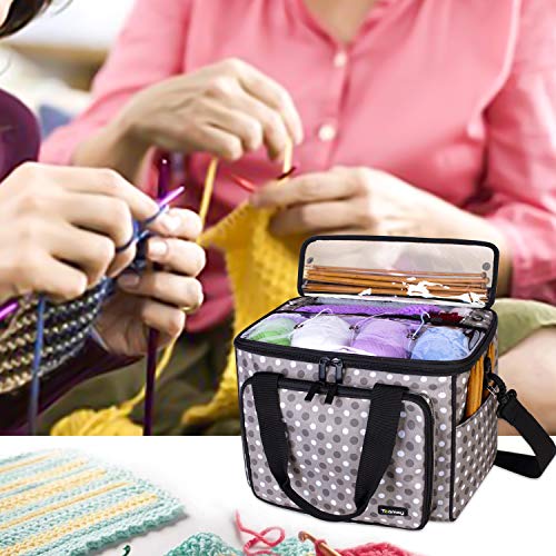 Teamoy Knitting Bag, Yarn Storage Tote With Inner Divider For Yarn And Unfinished Project, High Capacity, Easy To Carry Crochet Hooks, Knitting Needles And Accessories-No Accessories Included #TOP6
