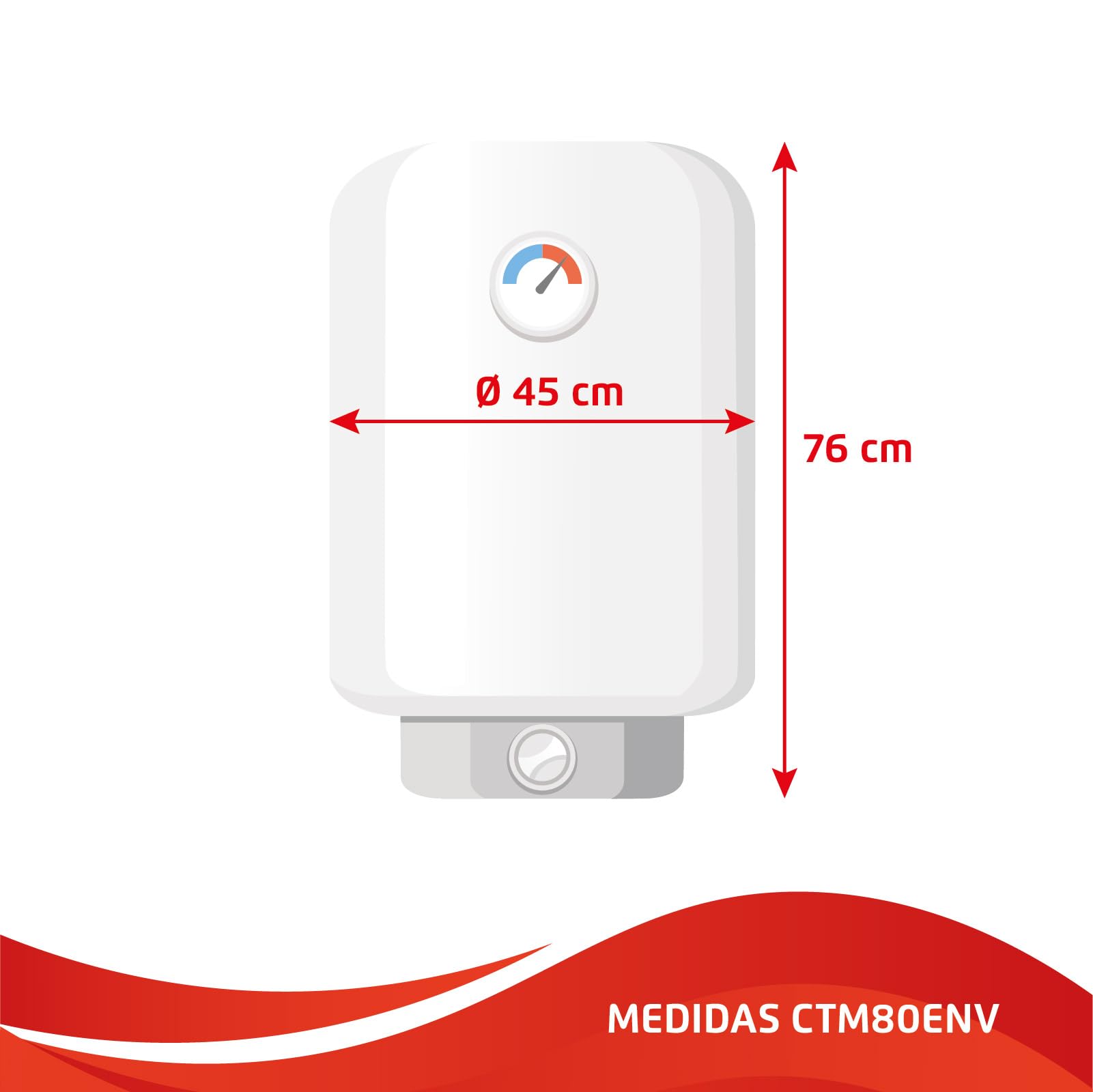 Corberó – Termo Eléctrico | CTM80ENV | 80L | Resistencia Envainada | Panel Mecánico | Termostato Exterior | Protección Anticorrosión | Eficiencia Energética C