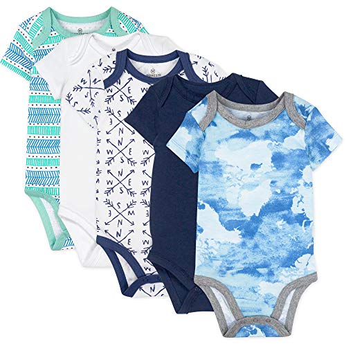 Image of HonestBaby unisex-baby Organic Cotton Short Sleeve Bodysuits Multipack