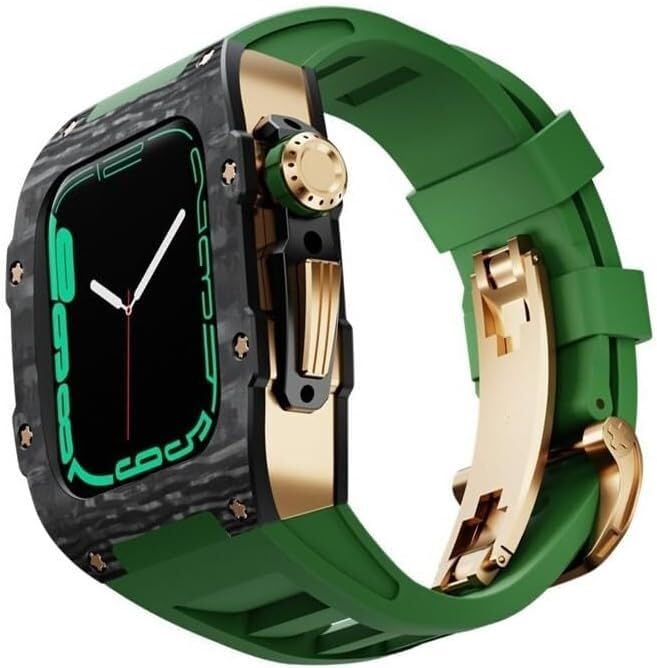 Bracelet en fluororubber et boîtier carbone pour Apple Watch 44mm