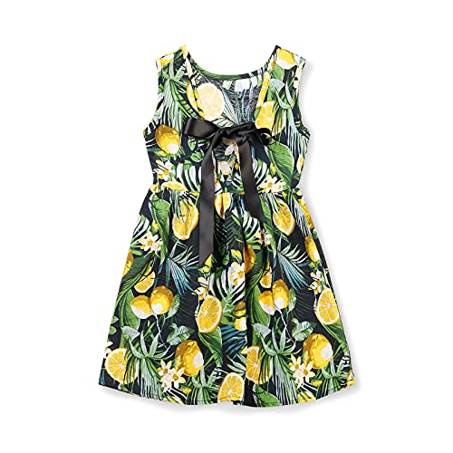 Girls Floral Sleeveless Summer Dress Casual Beach V Back Bow Sundress2