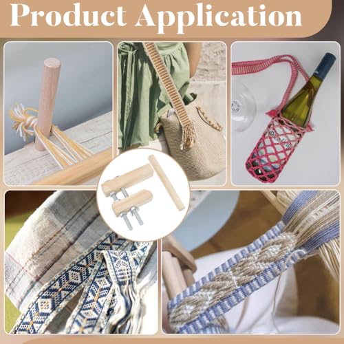 Image of BENECREAT Wood Thread Yarn Holder, Warping Clamp Set with 4.96 Inch Column and 4 Inch Screw, Warping Pegs for Weaving, Knitting and Crocheting, Thread Rack, Cloth Weaving Tool Weaving Supplies