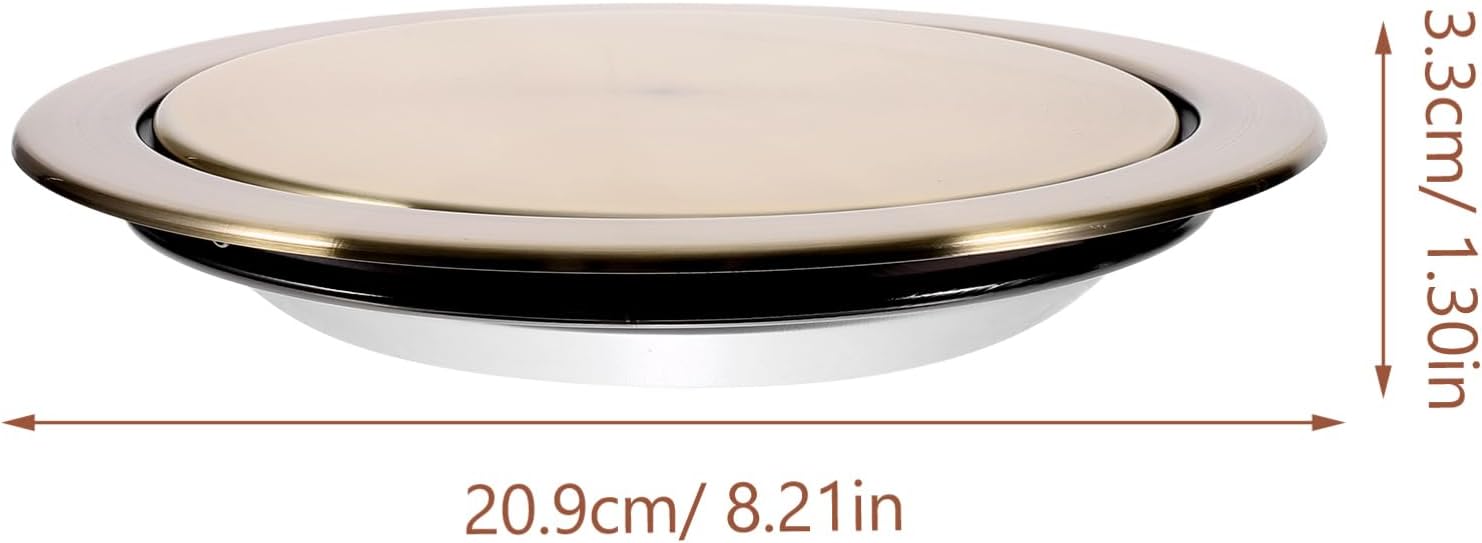 OUNONA Stainless Steel Recessed Trash Can Lid, Swing Flap Cover, Gold Countertop Waste Bin Lid for Kitchen and Bathroom