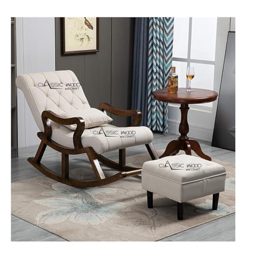 Image of Classic Wood and Craft Wooden Rocking Chair with Sheesham Wood, Rolling and Easy Seating (Model-OWB-24)