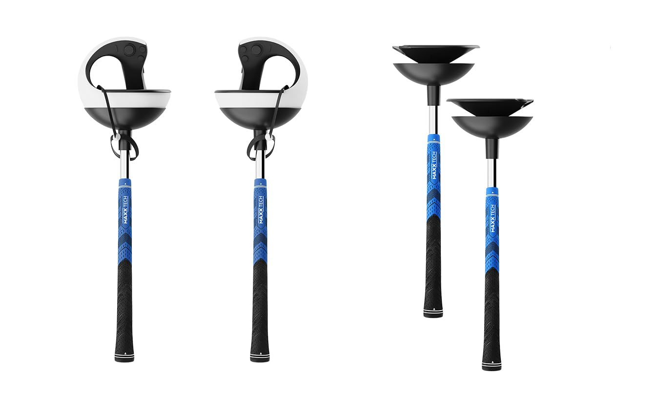 Maxx Tech VR Pro Golf Clubs Kit designed for PlayStation 5 PSVR2 controllers, includes 2 premium quality golf clubs compatible with Golf +, Walkabout Mini Golf and many more