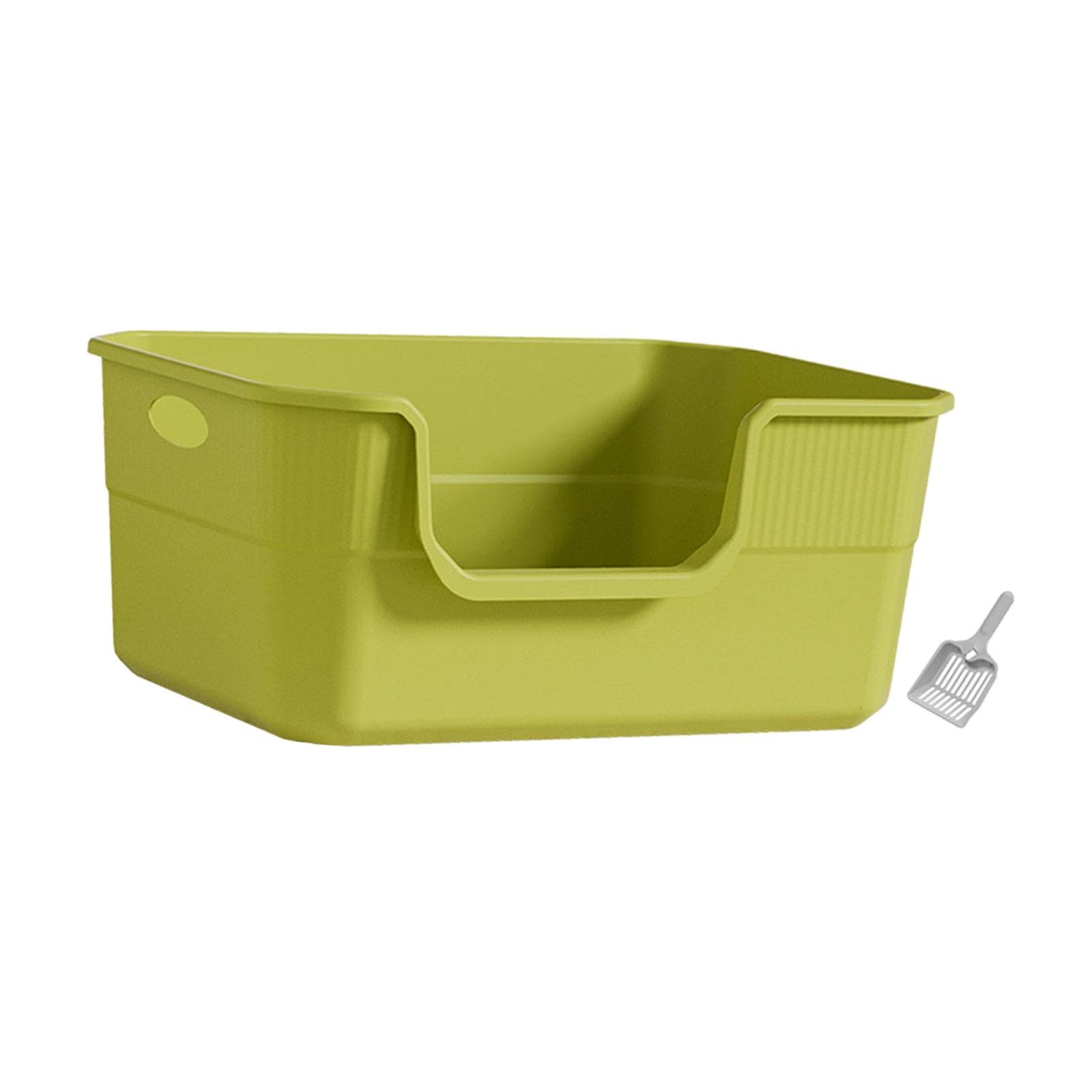 Colcolo Offene Katzentoilette, extra große, leicht zu reinigende, 24 cm hohe Bettpfanne für Katzen im Innenbereich, Sandkasten, Grün