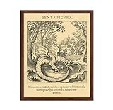 Poster Master Vintage Ouroboros Poster - Retro Sexta Figura Print - Serpent Art - Supernatural Art - Gift for Men & Women - Gothic Decor for Dorm or Bedroom, 11x14 Brown Framed