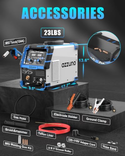 Image of AZZUNO Single PULSE MIG Welder Machine 175A 110V /220V 6-in-1 Spool Gun Fit