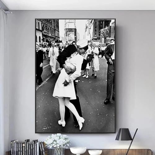 Toile baiser vintage noir et blanc 35x55 cm pour habiller un mur vide sans effort
