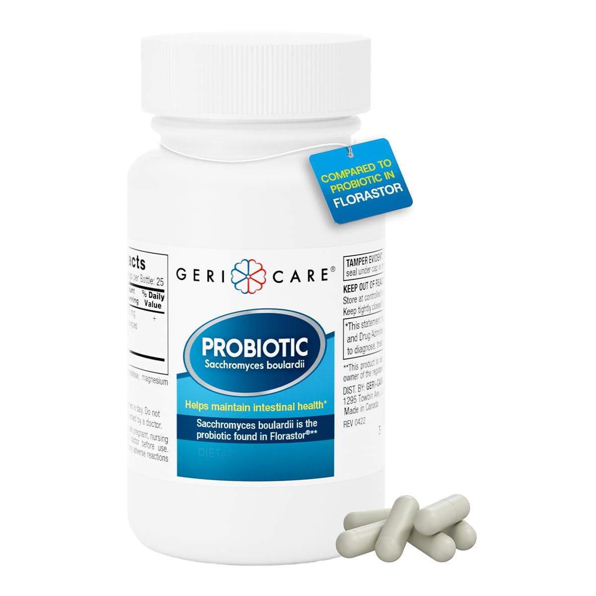GeriCare Ultimate Probiotic and Digestive Health Supplement - Complete Gut Repair, Seed Probiotics, and Florastor Probiotic Formula. Probiotics for Women and Men Lactose & Gluten-Free - 50 Capsules.