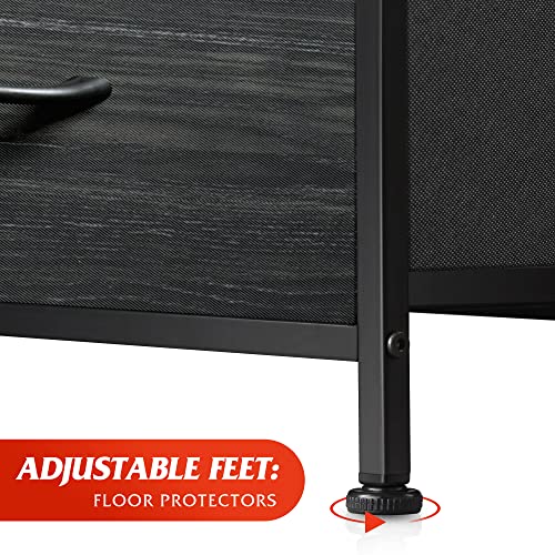 Wlive Fabric Dresser For Bedroom, Tall Dresser With 8 Drawers, Storage Tower With Fabric Bins, Double Dresser, Chest Of Drawers For Closet, Living Room, Dormitory, Charcoal Black Wood Grain Print #TOP6