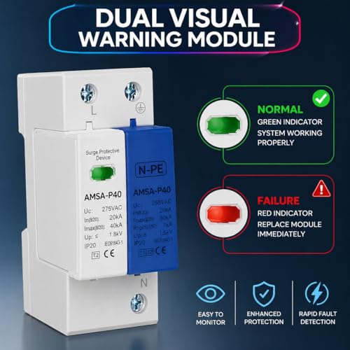 Image of Blackt Electrotech BT74L Volt-Guard AC Surge Arrester - 275V 20KA~50KA Industrial SPD - High-Speed Lightning Protection Module - DIN Rail Mountable Electrical Safety Device