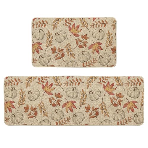 Artoid Mode Pumpkins Fall Kitchen Mats Set of 2-17x29+17x47 by Artoid Mode - Used condition - Image 2