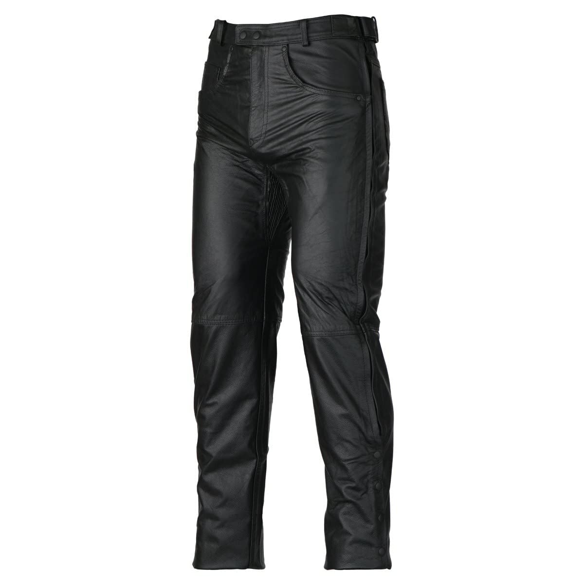 Vance Leather Men's Black Premium Leather Motorcycle Overpants with Side Zipper and Snaps (36, Black)