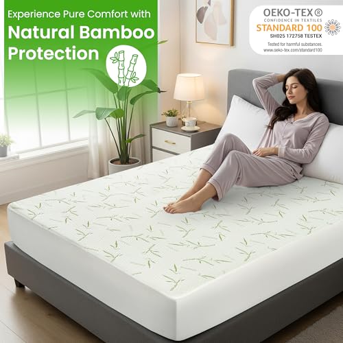 Hannah Linen Queen Mattress Protector, Cooling Rayon dervied from Bamboo Viscose, 100% Waterproof - Fitted Sheet Style, Deep Pocket by Hannah Linen - Used condition - Image 2