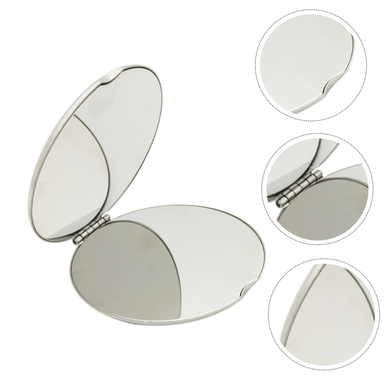 FRCOLOR 3 Mini Espejos De Maquillaje Compactos Y Elegantes Personalizados para Mujer Irrompibles Plateados para Viajes.