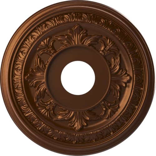 Image of Ekena Millwork CMP16BACDC Baltimore Thermoformed PVC Ceiling Medallion (Fits Canopies up to 6 1 /2 inch), 16 inchOD x 3 1 /2 inchID x 1 inchP, Metallic Dark Copper