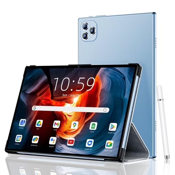Image of VEAT00L Tablet, 10.1 Inch IPS HD Android 13, 6GB RAM, 64GB Storage Expandable to 128GB, 5G Blue