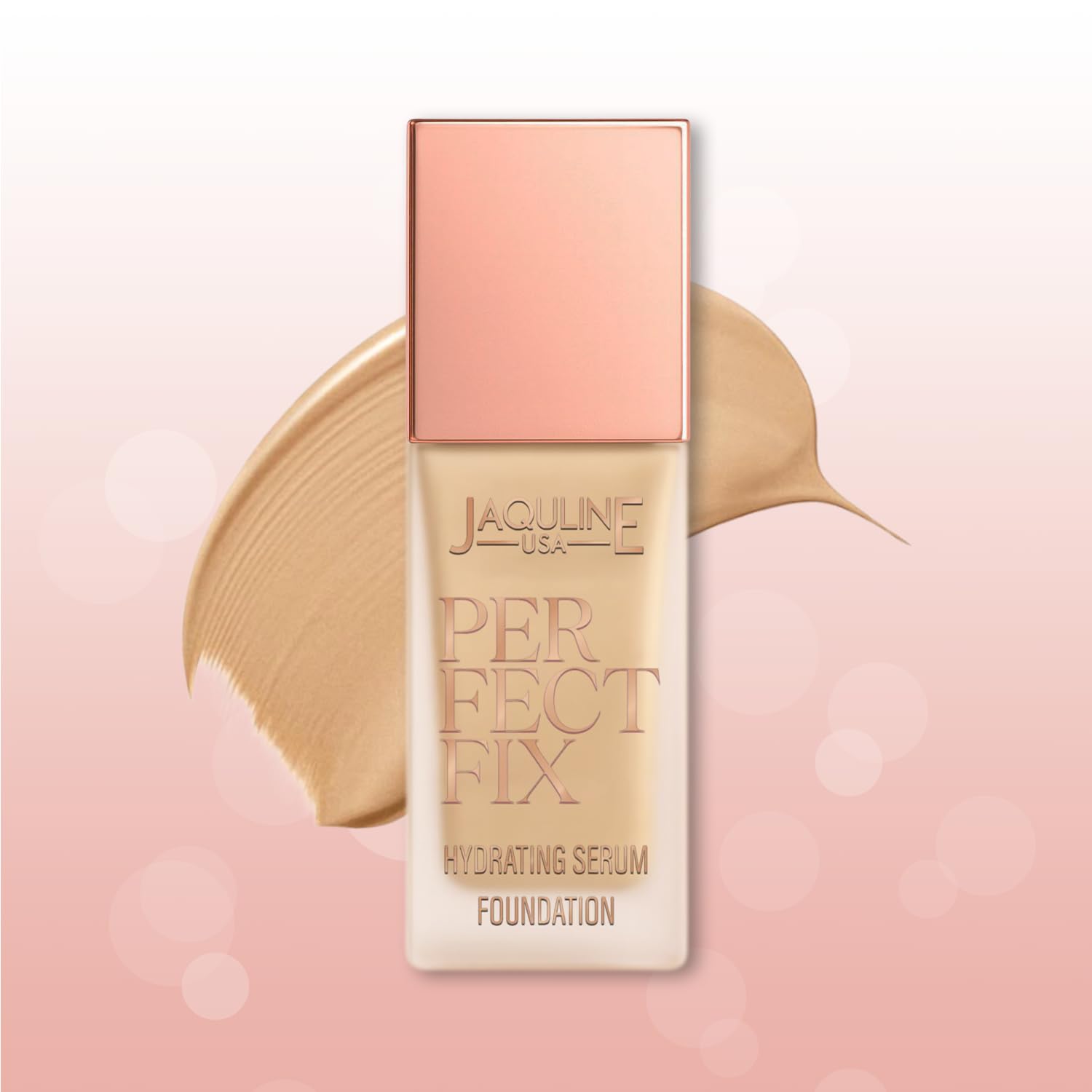 JAQUILINE USA Perfect Fix Hydrating Serum Foundation | With Hyaluronic Acid & Vitamin E | Lightweight, Long-Wear & Moisturizing | Paraben Free | For Women | 30ml | Golden Beige 03
