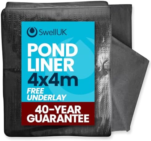 Swell UK 4 x 4m Pond Liner and Free Underlay | Ideal for Koi & Fi...
