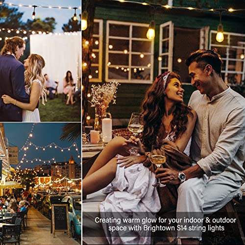 Brightown String Lights Outdoor - 48 Ft Commercial Grade Weatherproof Lights With 15 Led Shatterproof Dimmable Bulbs, Remote, Timer, Glowing Mains Cord, For Xmas Vintage Patio Garden #TOP4