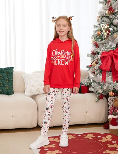 Image of PATPAT Girls 2 Piece Outfits Long Sleeve Hoodie and Leggings Clothing Set Outfits for Girls 4-12Y Fall /Winter Outfits
