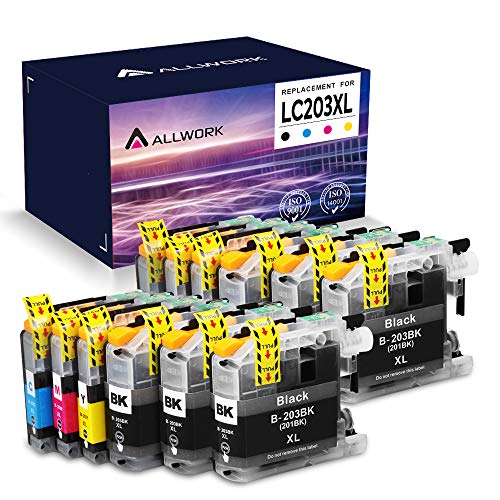 ALLWORK Compatible Ink Cartridge Replacement for Brother LC203 LC203XL LC201 LC201XL for Brother MFC-J460DW J480DW J485DW J680DW J880DW J885DW J4320DW J4420DW J4620DW J5620DW J5520DW J5720DW (12 Pack)