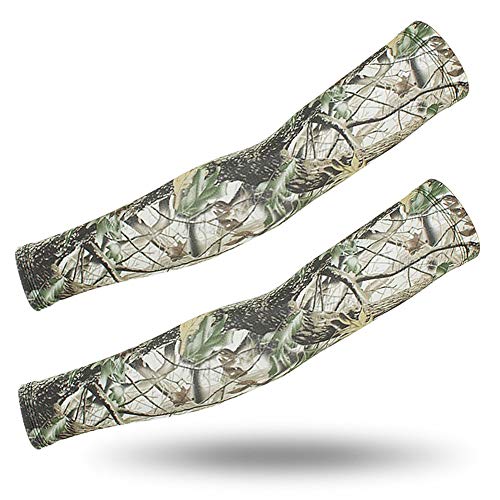 DETUCK Mangas calentadoras de brazos, de camuflaje, protección UV, protección solar para los brazos, enfriamiento UPF 50+, calentadores de mangas (un par), Camuflaje de árboles muertos, F Cover