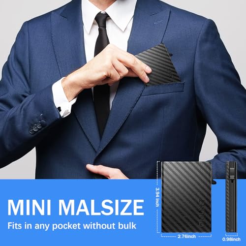 Credit Card Holder RFID Blocking Pop Up Aluminum Men Card Wallet 12+ Cards with ID Window, Cash Slot,Magnetic Closure Father's Day Gifts2