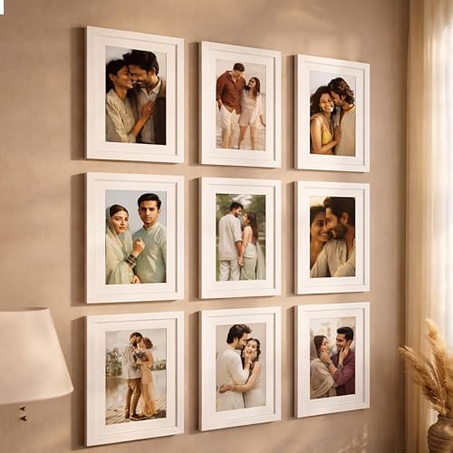 Image of Art Street Premium Photo Frame for living room, Classic Aesthetic Design Photo Frames for Photograph, Art Work, Kids Room Set of 9 (11x14 Inch, White)
