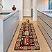 Pet Bone Food and Water Runner Rug Brown Multi Color Slip Skid Resistant Rubber Backing Pet Friendly Washable Rug Runners (Brown, 20