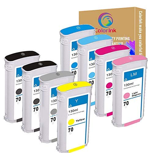 Compatible Ink Cartridge Replacement for HP 70 Ink Cartridge 130ml Worked with HP Designjet Z2100 Z3100 Z3200 Z5200 Printer (Pack of 8)