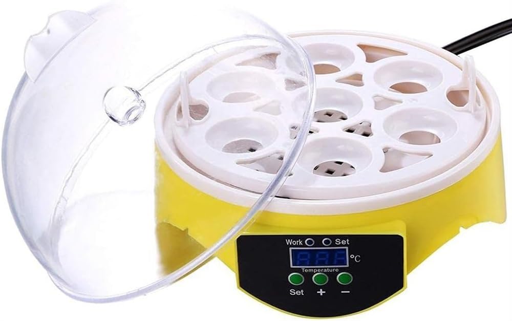 Inkubator do jaj Mini 7 Inkubator do drobiu z cyfrowym ekranem LED Wylęgarnia drobiu z inteligentną cyfrową regulacją temperatury dla kurczaka, kaczki, przepiórki