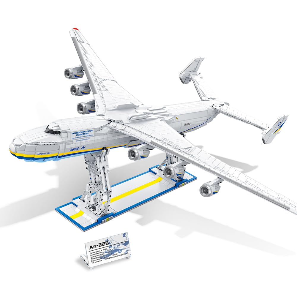 39127 Tecnica 1:84 Antonov An-225 Mriya Set di mattoncini da costruzione, 5350 pezzi grande aereo di trasporto militare modello aereo per collezionisti, set di aerei per adulti