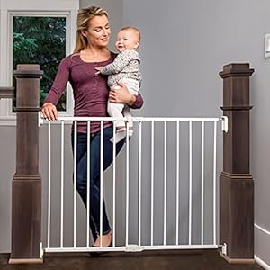 Regalo-2-in-1-Extra-Wide-Stairway-and-Hallway-Walk-Through-Baby-Safety-Gate-with-Mounting-Kit-White-1-Count-Pack-of-1 White Baby Safety Gate with Mounting Kit