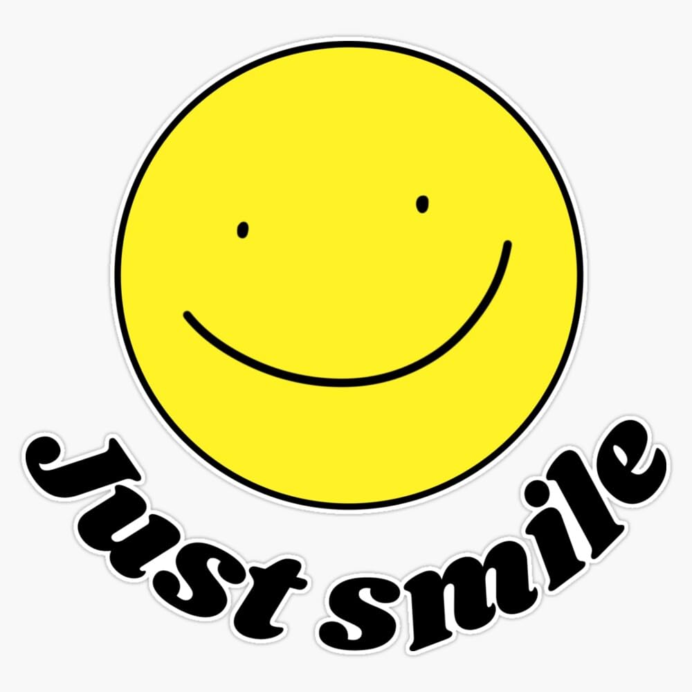 Amazon.com: Just Smile, Yellow Happy Smile Sticker Vinyl