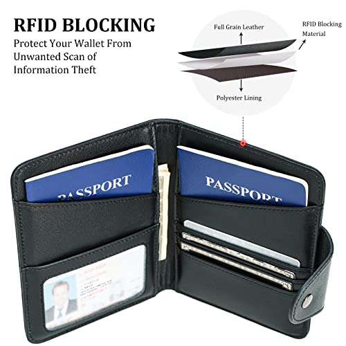 Polare Napa Leather Slim and Soft RFID Blocking wallet For Men Snap Bifold Travel Wallet Passport Holders 2 Passports (Black) by POLARE ORIGINAL - Image 8
