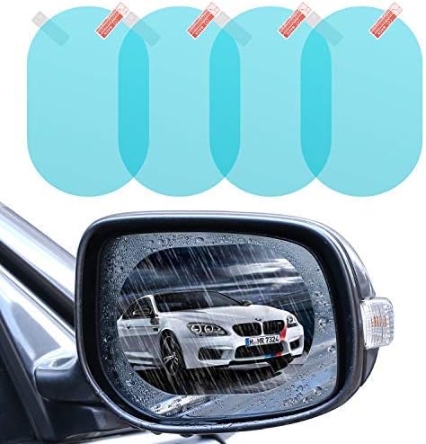 FosealHD Transparent Nano Coating Rainproof Film for Car Rear View Mirror, Oval (5.31"x3.74"), 4 PCS