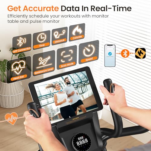 FEIERDUN Elliptical Machine,Total Body Fitness Cross Trainer for Home Use, Cardio Training Elliptical Trainers with Hyper-Quiet Electromagnetic Front Driving System, 32 Resistance Levels, 20IN Stride - Image 6